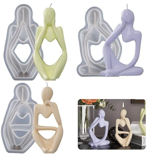 Youery 3 Pezzi Stampi per Candele in Silicone, Candele a Forma di Gomitolo, Forma di Candela in Silicone 3D, Stampi per Colata in Resina Siliconica per Realizzare Candele, Sapone