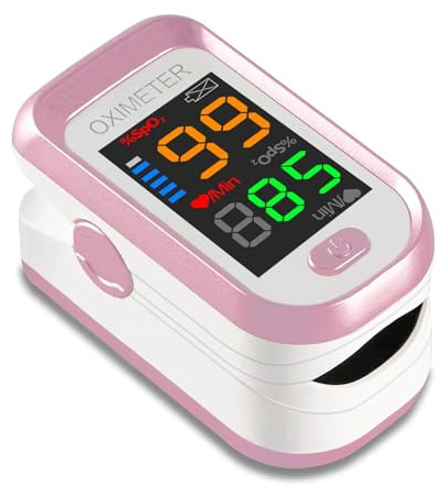 CRFISH Pulse Oximeter Fingertip Blood Oxygen Saturation Monitor, Oximeter Finger Pulse Oximeter, LED Portable Oximeter with Lanyard (Rose Gold)