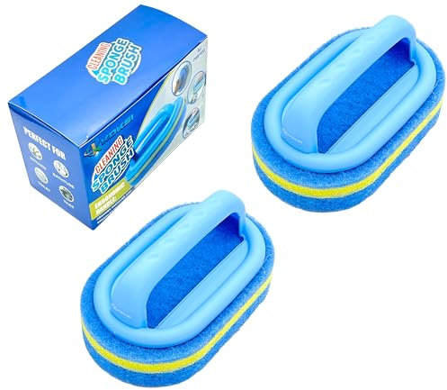 KOKSI 2-Piece Cleaning Brush for Bathroom Kitchen Bathtub Toilet Cleaner All Purpose Shower Sponge Scrubbing Brush with Ergonomic Handle