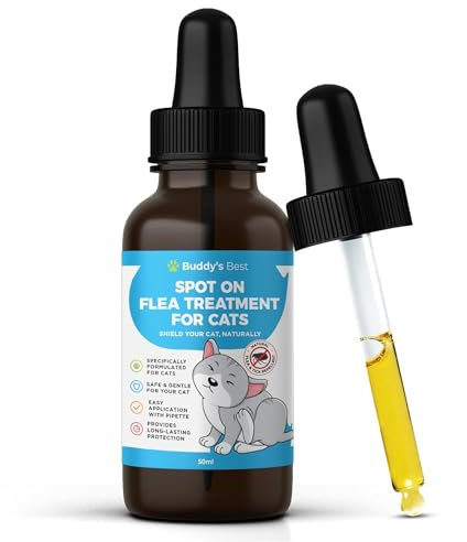 Neck Drops for Cats – 50ml Herbal Coat Care Solution with Sage, Thyme & Dimethicone – Easy-to-Use Pipette for Gentle Grooming Support & Weekly Fur Maintenance