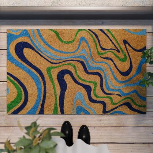 Aqua Fusion Paillasson coco élégant de WECONhome pour l'intérieur et l'intermédiaire (40 x 60 cm, naturel)