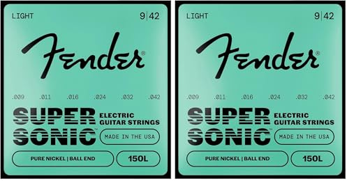 Fender Bass-Saiten aus vernickeltem Stahl, Runddraht, 1 Stück 9-42 Pure Nickel 150's (Packung mit 2)