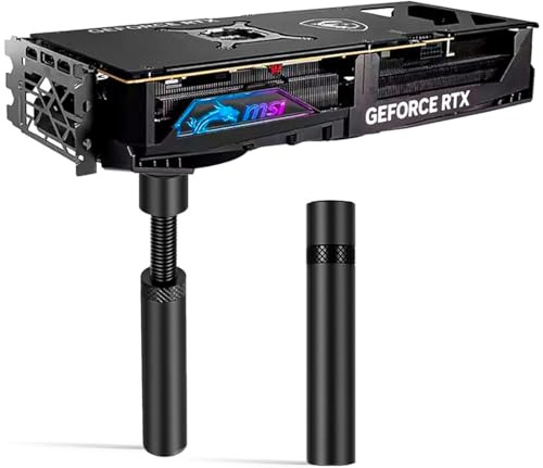 QUOHE Grafikkarten Halterung, GPU Halter Grafikkarten Stütze, GPU Holder Grafikkarten GPU Stand Support Bracket, Aluminiumlegierung Grafikkartenhalter Magnetisch Schwarz (Höhenverstellbare 72-120 mm)