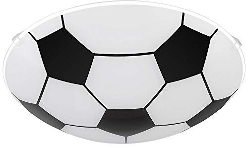 Deckenleuchte Kinderlampe Kinderzimmerlampe Deckenlampe Glas Schirmleuchte Spielzimmer, Metall weiß schwarz, 1x LED 7W 560Lm warmweiß, DxH 25x8 cm
