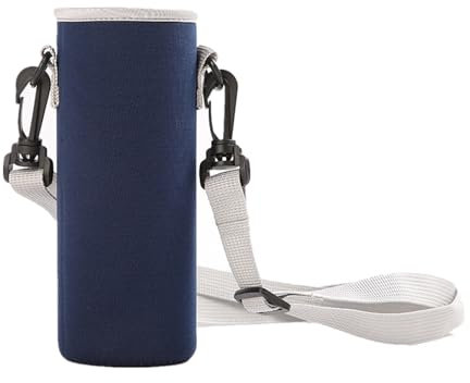 Water Bottle Sleeve Insulator 1500ml Glass Bottle Cover Holder Carrier 50oz with Shoulder Strap Insulated Warm Hands Outdoor (Navy Blue)