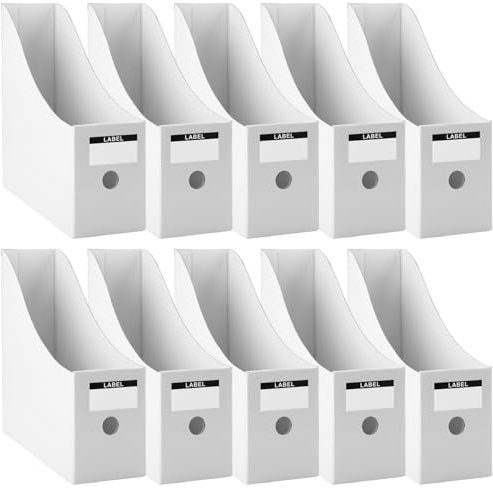 Foydream Zeitschriftenhalter Kraftpapier, 10 Stück A4 Zeitschriftensammle Aktenhalter Schreibtisch Stehsammler Pappe Schreibtisch Organizer für Datei Ordner Schreibwaren Bürobedarf