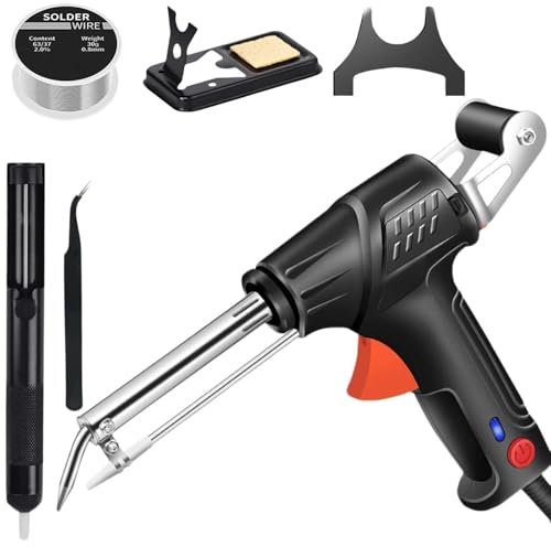Pistolet à souder manuel, outils de soudage laser industriels à chauffage interne, fer à souder multifonction, ensemble de pistolets à souder for le bricolage industriel et domestique(Black)