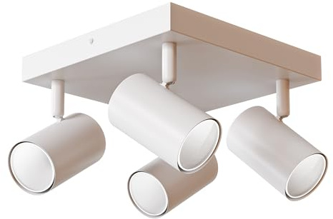 LED Deckenleuchte vervierfachen, Dreh- und Schwenkbarer Deckenspot, GU10 Wandspot (ohne Leuchtmittel), Retro/Vintage Deckenlampe 230V Weiß für Wohnzimmer, Schlafzimmer, Küche (Weiße, vervierfachen)