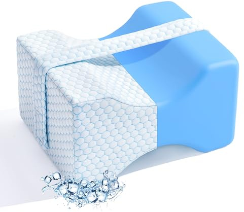 UJPFEO Knee Pillow for Side Sleepers,Memory Foam Leg Support Pillow for Sleeping Comfort,Knee Cushion for Hip,Knee,Back and Sciatica Relief,Helps Align Spine,Cooling White