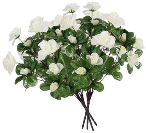 Keuyeo 4 Unids/Set Flores Artificiales De Rododendro Ramo De Azalea De Seda DIY Arreglo Floral Realista para Fiesta para Decoración del Hogar