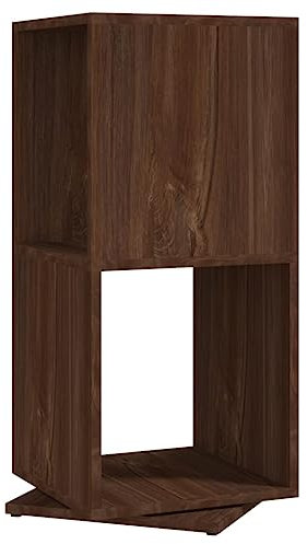 Eleganz Drehregal aus Holzwerkstoff in Braun Eiche-Optik, 34,5x34,5x75,5 cm - Platzsparendes Regalsystem für kleine Räume, langlebig und pflegeleicht