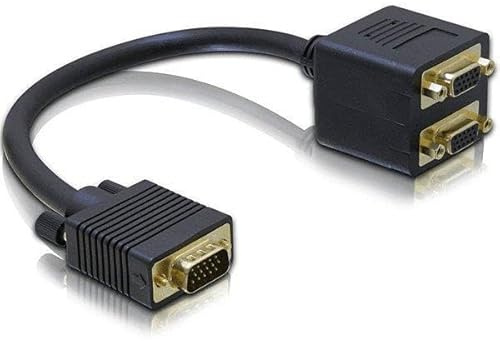 Velocraze VGA-Splitterkabel, 1 Stecker auf 2 Buchsen, 0,20 m, vergoldete Stecker, ideal zum Erweitern von Videoverbindungen.