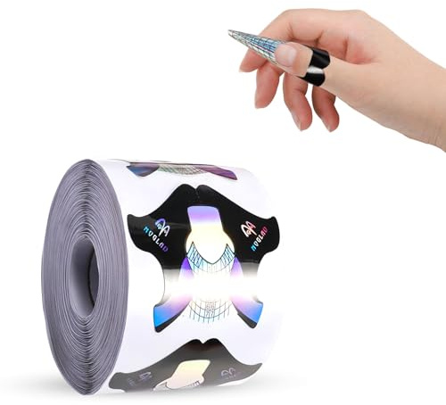 300 Pezzi Cartine per Ricostruzione Unghie, 1 Rotolo Cartine Extension Model per UV Gel Nail, Sagome Autoadesive per Estensione Unghie Professionale Nail Art (Nero)