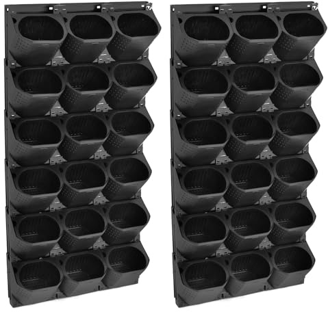 Dokiiovo Hängender vertikaler Wand-Pflanzgefäß, Hängende Pflanztaschen, Vertikaler Wand-Blumentopf, Vertikaler Garten Pflanzenwand, Wandmontierter Pflanztasche für Gärten, Balkonen (Schwarz, 36PCS)
