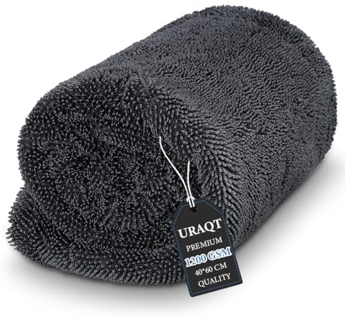 URAQT Chiffon Microfibre 1200 GSM, 60x40cm Ultra Absorbant, sans Trace & Réutilisable - pour Voiture, Maison, Cuisine, Salle de Bain, Moto & Bateaux