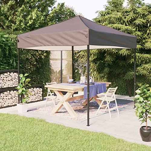 Qnhdfrt Partyzelt Faltbar 2x2 m Taupe Grillpavillon Gartenzelt mit UV Schutz und Wasserdichtem Dach für Camping Garten und Outdoor Events