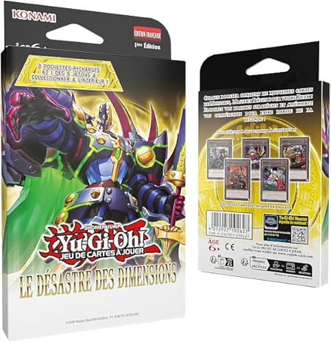 Yu-Gi-Oh! Pack 3 boosters El desastre de las dimensiones – Juego de cartas – 28 cartas con 1 tarjeta exclusiva – a partir de 6 años – Edición francesa
