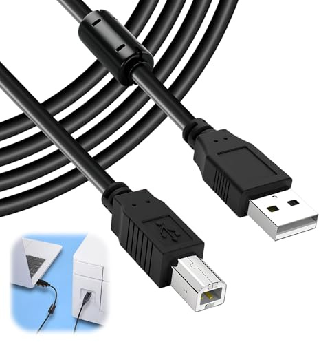Printer Cable 5M USB 2.0 Printer Lead Type A Male to B Male Scanner Cord High Speed Compatible with HP Canon Brother Epson Dell Lexmark Xerox Samsung and more USB A to B Devices (Black)