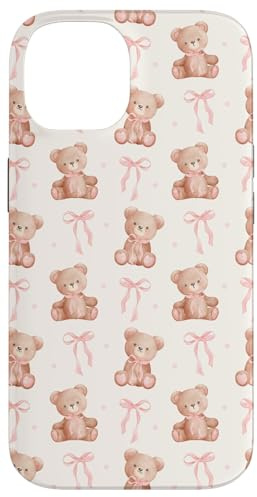 Niedlicher Teddybär, kokett, rosa Schleife, Kawaii, Mädchen, ästhetisch Hülle für iPhone 14