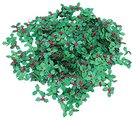 ZJchao Bacche di Agrifoglio Artificiali con Foglie Verdi 1000 Pezzi Bacche Rosse Realistiche Steli Tessuto Non Tessuto per Decorazioni Natalizie Ghirlanda di Alberi Scatola Centrale da