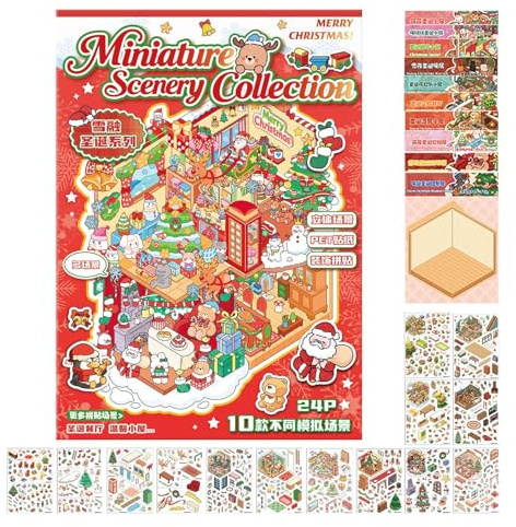 Landskapsklistermärken för scrapbooking, juldekor - miniatyrscendekaler, för pojke flicka träpapper barn vardagsrum hantverksprojekt