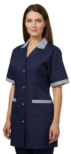Peter's abiti da lavoro Camice da lavoro donna,casacca alimentari,colf,cameriera ai piani, maestra asilo (Blu scuro, XL)