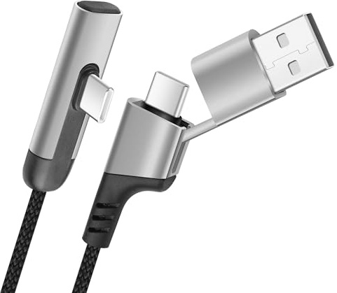 YACSEJAO 2-in-1 USB C Cable 90 Degree Angle Plug 100W PD USB C to USB A/C Fast Charging Cable with LED Indicator Nylon Braided 1m/2m Length for Phone,Tablet,Laptop (3.2FT/1M)