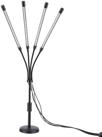 KIMISS Luces LED de Cultivo para Plantas de interior: Lámpara de Cultivo de Plantas Completa de 4 Cabezales con Cuello de Cisne Ajustable y Temporizador de Encendido y Apagado Automático para