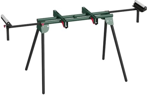 HOMCOM Universal Mitre Saw Stand Adjustable Rollers Support Arms Green | Portable Miter Saw Stand, Folding Legs, Heavy-Duty Height-Adjustable Pull-Out Work Piece Supports, Max Load 150kg