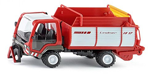 siku 3061, Lindner Unitrac mit Ladewagen, 1:32, Metall/Kunststoff, Rot, Multifunktionsfahrzeug