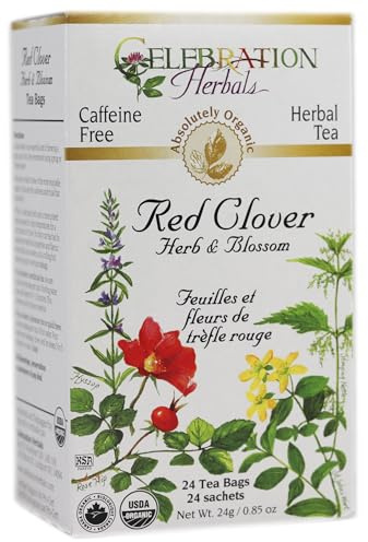 Celebration Herbals Organic Red Clover Herb and Flower Tea Caffeine Free - 24 Herbal Tea Bags
