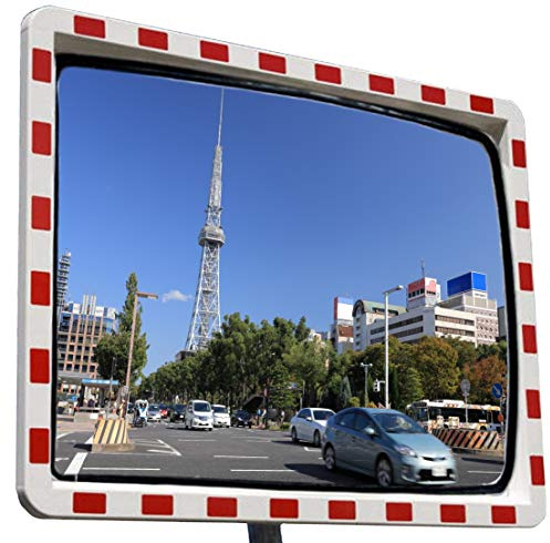professioneller Verkehrsspiegel mit Reflektoren Konvexspiegel Sicherheitsspiegel Beobachtungsspiegel 40x60 cm Top Sicht mit Dichtung wetterfest Einfahrt Ausfahrt Strasse Garage