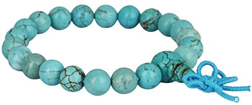 mookaitedecor 8mm Mala Gebetskette Stein Armbänder für Damen Herren, 21 Tibetisches Buddha Wickelarmband