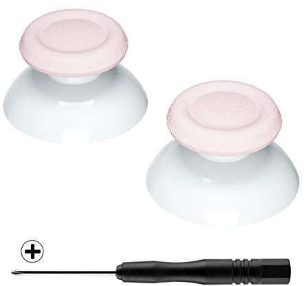 eXtremeRate Cherry Blossoms - Joystick di ricambio 3D per controller PS5, colore rosa e bianco, con cacciavite, per controller PS4 Slim Pro