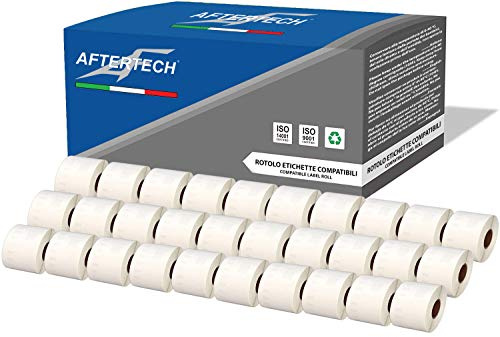 Aftertech 30x 99014 54x101mm Rotoli di Etichette adesive compatibili (220 Etichette/rotolo = 6600 totali) per Dymo LabelWriter Seiko SLP etichettatrici stampanti S0722436 30x99014