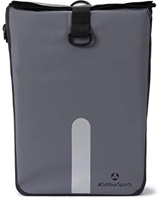 #DoYourOutdoor 3in1 Hinterradtasche mit praktischem Schnellverbindungssystem für Gepäckträger | Wasserdicht & Reflektierend - 21 Liter Rolltop-Fahrradtasche mit Schultergurt, Tragegriff - grau