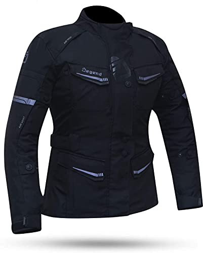 DEGEND TRAVEL LADY | Giacca Moto per Donna con Protezioni [Spalle e Gomiti] Tipo Touring + Fodera Invernale Removibile - Omologata Nera, XS