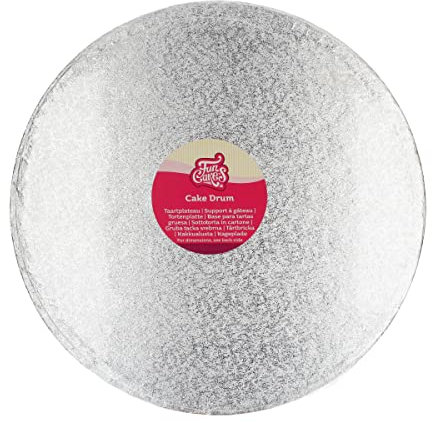 FunCakes Cake Drum Base Redonda diámetro 35 cm - Plata: base para tartas redonda, Base para presentar tartas, buena calidad, Aspecto lujoso, 1 pieza