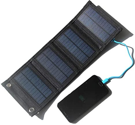 Caricatore Solare Portatile USB Ports 6W ETFE Pannello Monocristallino Pieghevole per la Fotocamera del Computer Portatile del Telefono Cellulare,Black,38 * 14.5cm