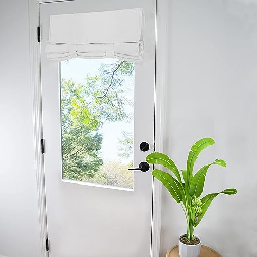 WdFour Privacy Blackout Tie Up Door Curtain. | 25×40”Greyish White single panel curtain, easy install washable fabric for front door, sidelights, entryway and living room.