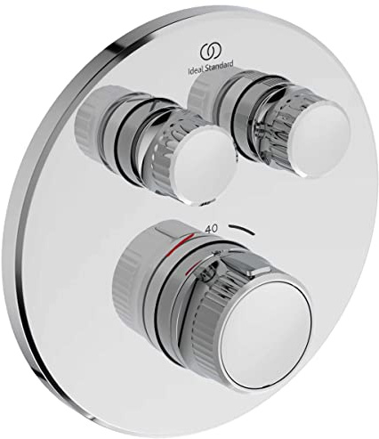 Ideal Standard A7296AA Ceratherm Navigo Brausethermostat Unterputz, zwei Entnahmestelle, Dusche Duscharmatur Duschthermostat, Temperatursperre bei 40° C, Chrom