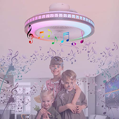 ycwdcz Ventilatore da Soffitto con Luce E Telecomando Ventilatore Soffitto con Luce WiFi Plafoniera Ventilatore Soffitto E Cassa Bluetooth Lampadario con Ventilatore 50CM*21CM-F