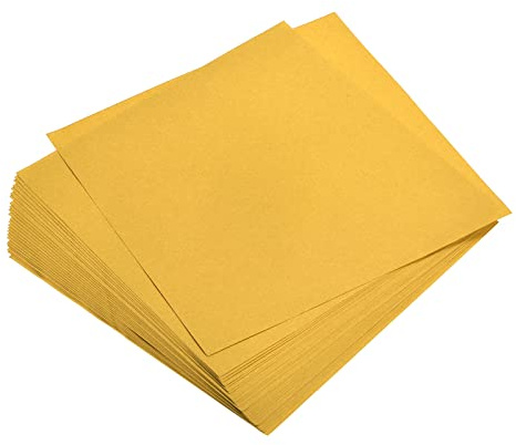 sourcing map 25 Blätter Origami Papier Beidseitig Goldgelb 5,9x5,9 | Viereckig, für DIY
