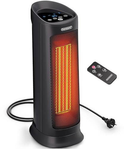 Monzana® Keramik Heizlüfter 2000W 4 Betriebsmodi 15-40°C Energiesparend 120° Oszillation Timer Leise Fernbedienung Elektroheizung Heizstrahler schwarz | 2-in-1 Heim & Büro, Energieeffiziente Raumheizung mit ECO-Modus, 4 Heizstufen, Fernbedienung, Timer & 120° Oszillation