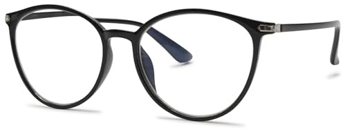 Lanomi Mode Katzenauge Lesebrille mit Blaulichtfilter Damen Herren TR90 Große Rahmen Computer Lesehilfe Sehhilfe Oval Brille Schwarz Brillen 1.0