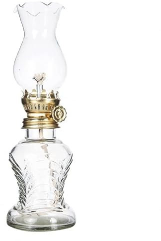 amanigo Winddichte Öllampe for den Innenbereich, Vintage-Glas, kleine Öllampe, Petroleumlampe, dekorativ (Color : Clear)