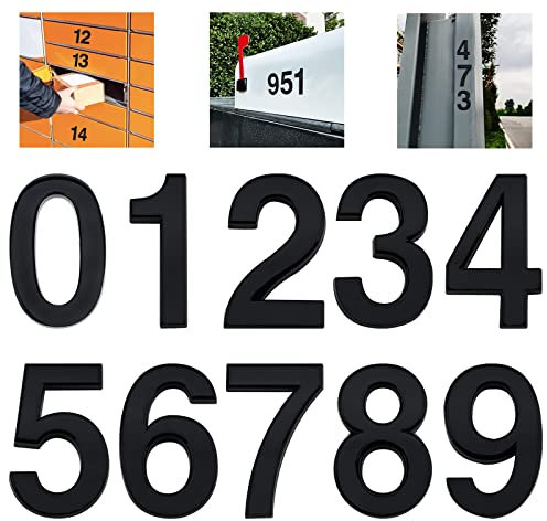 Woration 10 Stück Briefkasten Nummern 0-9 Selbstklebend 5 cm Aufkleber Tür Adresse Nummer Schilder for Hotel Zimmer Büro Wohnsitz Haus Autos Wohnung Schwarz Dekoration Projekt