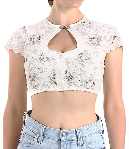 Kelliar Dirndl Bluse Damen,Trachtenbluse Damen,Dirndlbluse Damen Kurzarm