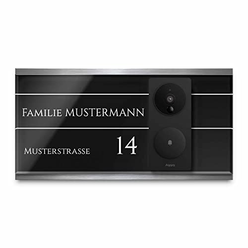 Witterungsbeständiges Klingelschild für Aqara aus Acrylglas - personalisiertes Türschild Namensschild aus Edelstahl & Acrylglas | hochwertiges Funkklingel Zubehör