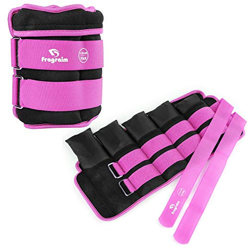 Fragraim Gewichtsmanschetten, Verstellbares Gewichte für Beine und Arme, 1 kg-5 kg (pro Knöchel)/ 2 kg-10 kg (pro Paar), (2er Packungen), Handgelenk Gewichte, Knöchelgewicht - Violett